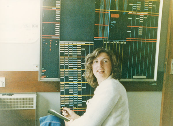 Ruth Wallace - planning the bookings (around 1976)